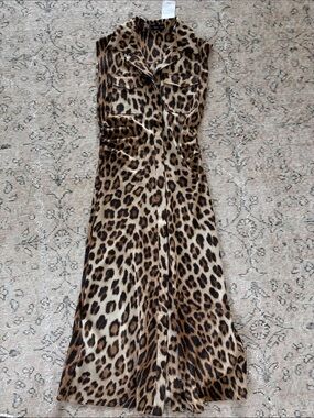 MANGO long shirt dress leopard safari XS NWT